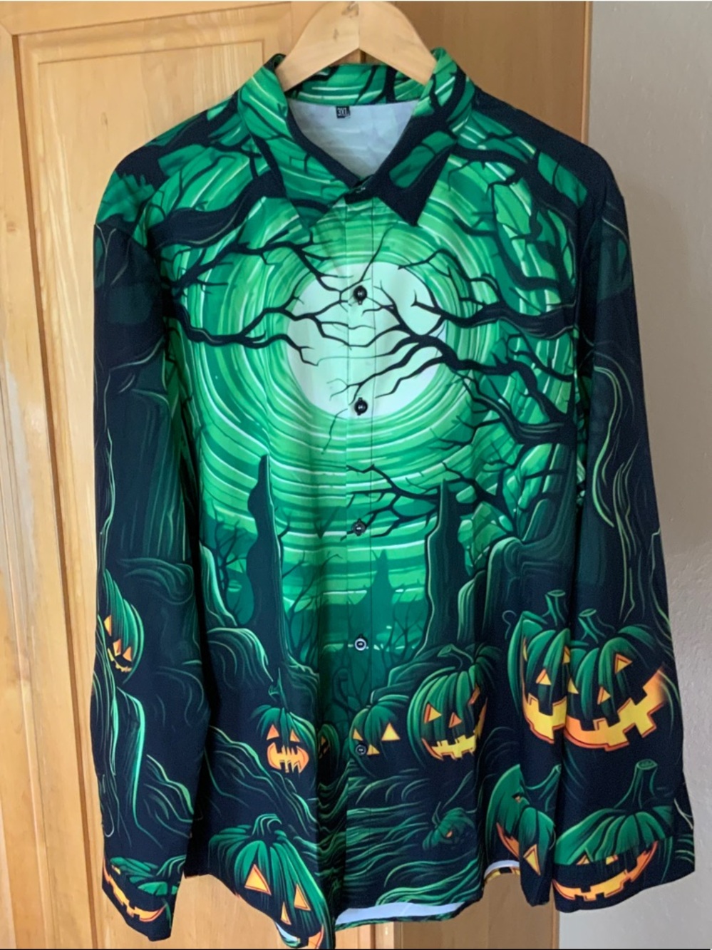 Halloween Pumpkin Graphic Long Sleeve Shirt - Green